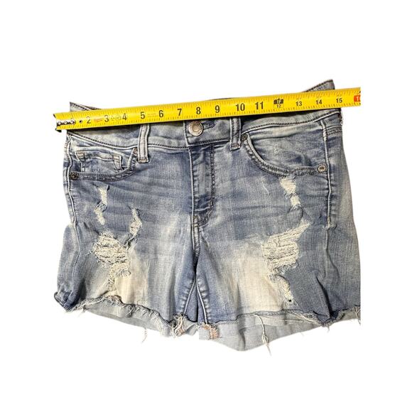American Eagle Distressed Jean Shorts Super Super Stretch Size 10 - Picture 6 of 8